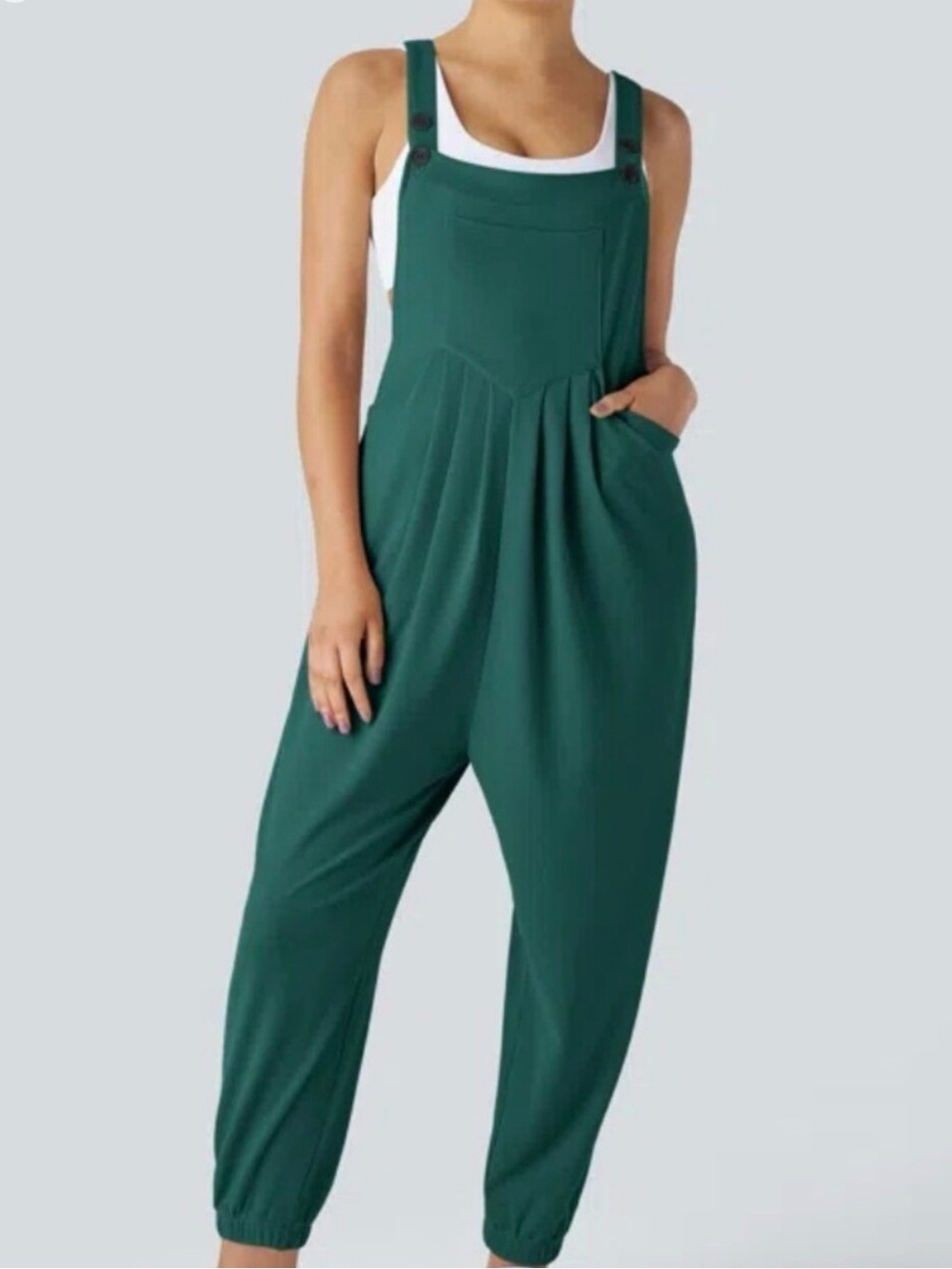 Halara Waffle Casual Jogger Adjustable Strap Forest Biome Green Sz Sm Tall NWT